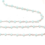 amazonite quartz gemstone bead chain silver, women jewelry making necklaces, earrings, and bracelets bead chain.