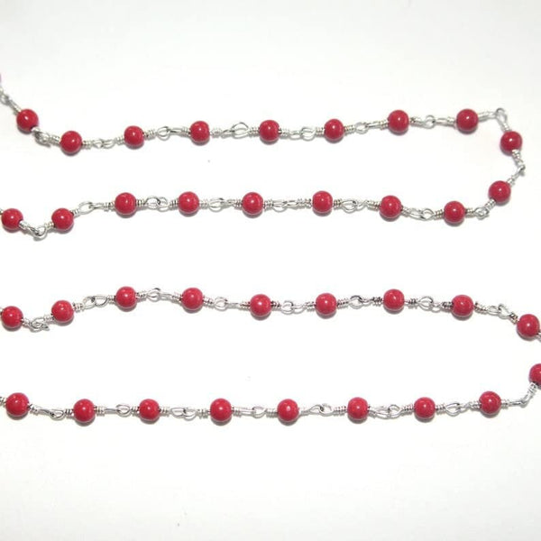 coral smooth quartz gemstone bead chain silver, women jewelry making necklaces, earrings, and bracelets bead chain.