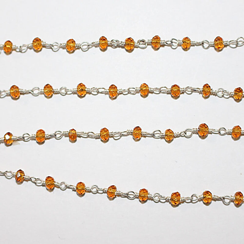 dark citrine quartz gemstone bead chain silver, women jewelry making necklaces, earrings, and bracelets bead chain.