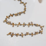 labradorite mystic natural semi-precious gemstone beads 24k gold plated over silver rosary chain for a necklace, earrings, anklet, and bracelet making.