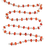 Carnelian natural semi-precious gemstone beads 4mm rosary chain for a necklace, earrings, anklet, and bracelet making.