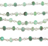 Chrysoprase natural semi-precious gemstone beads 3mm rosary chain for a necklace, earrings, anklet, and bracelet making.