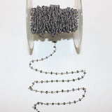 Iolite natural semi-precious gemstone beads 3mm silver plated rosary chain for a necklace, earrings, anklet, and bracelet making.