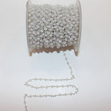 Rainbow Moonstone natural semi-precious gemstone beads 2.5mm silver plated rosary chain for a necklace, earrings, anklet, and bracelet making.