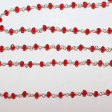 red coral quartz gemstone bead chain silver, women jewelry making necklaces, earrings, and bracelets bead chain.