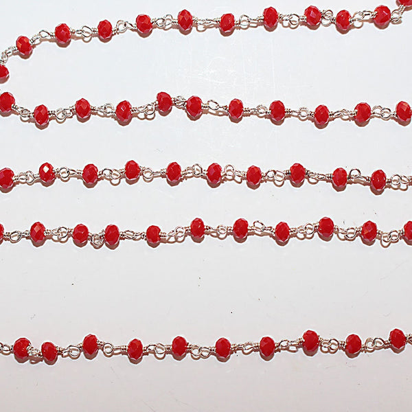 red coral quartz gemstone bead chain silver, women jewelry making necklaces, earrings, and bracelets bead chain.