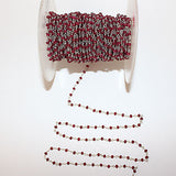 Ruby Jade natural semi-precious gemstone beads 3mm rosary chain for a necklace, earrings, anklet, and bracelet making.
