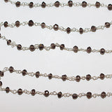Smoky quartz natural semi-precious gemstone beads 3mm rosary chain for a necklace, earrings, anklet, and bracelet making.