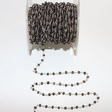 Smoky quartz natural semi-precious gemstone beads 3mm silver plated rosary chain for a necklace, earrings, anklet, and bracelet making.