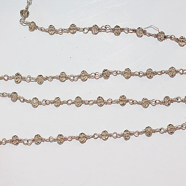 smoky quartz gemstone bead chain silver, women jewelry making necklaces, earrings, and bracelets bead chain.
