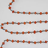 Carnelian natural semi-precious gemstone beads 3mm rosary chain for a necklace, earrings, anklet, and bracelet making.
