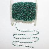 Emerald Jade natural semi-precious gemstone beads 3mm antique black oxidized rosary chain for a necklace, earrings, anklet, and bracelet making.