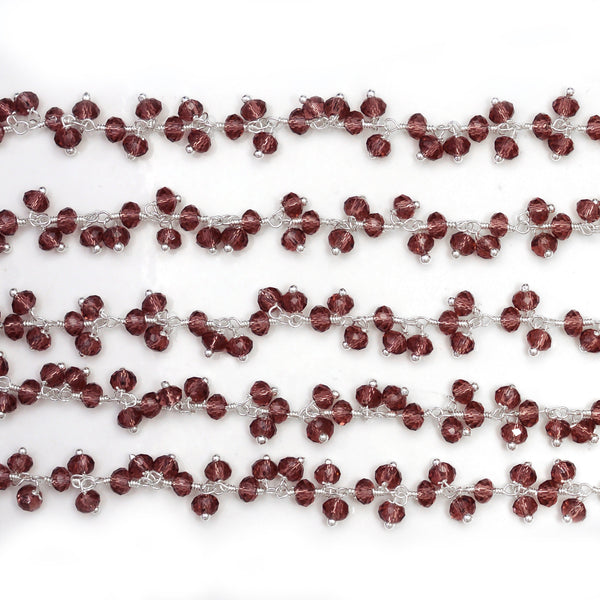 rhodolite garnet quartz gemstone bead chain silver, women jewelry making necklaces, earrings, and bracelets bead chain.