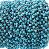 Turquoise natural semi-precious gemstone beads 3mm rosary chain for a necklace, earrings, anklet, and bracelet making.