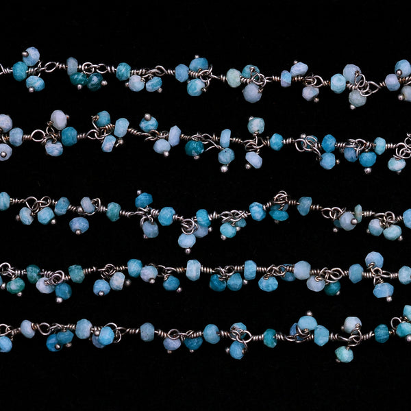 chrysoprase natural semi-precious gemstone beads silver rosary chain for a necklace, earrings, anklet, and bracelet making.