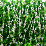 Peridot gemstone faceted rondelle bead 3-4mm rosary coin chain silver, women jewelry making necklaces, earrings, anklets, and bracelets.