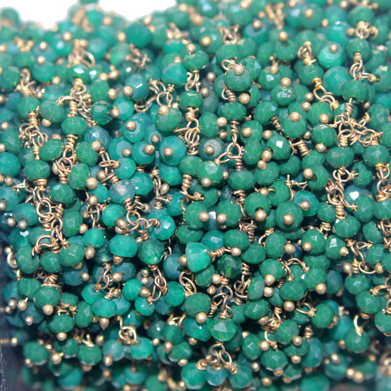 emerald jade natural semi-precious gemstone beads silver rosary chain for a necklace, earrings, anklet, and bracelet making.