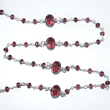Rhodolite Garnet gemstone faceted rondelle bead 7.5mm rosary chain silver, women jewelry making necklaces, earrings, anklets, and bracelets.