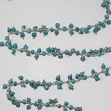 turquoise natural semi-precious gemstone beads silver rosary chain for a necklace, earrings, anklet, and bracelet making.