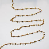 Pyrite gold coated semi-precious gemstone beads 24k gold plated over silver rosary chain for a necklace, earrings, anklet, and bracelet making.