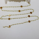 Green Chalcedony gemstone faceted rondelle bead rosary coin chain women jewelry making necklaces, earrings, anklets, and bracelets.