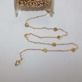 Pink Opal gemstone faceted rondelle bead rosary coin chain 24k gold plated over silver, women jewelry making necklaces, earrings, anklets, and bracelets.