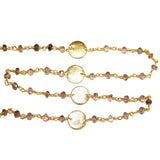 Smoky Quartz gemstone faceted rondelle bead rosary coin chain women jewelry making necklaces, earrings, anklets, and bracelets.