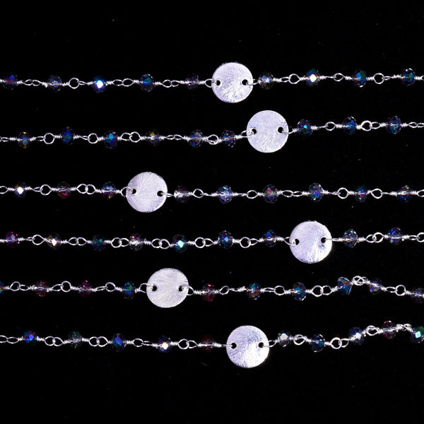 Mystic Coated Quartz gemstone faceted rondelle bead rosary coin chain women jewelry making necklaces, earrings, anklets, and bracelets.
