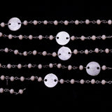 Pink Opal gemstone faceted rondelle bead rosary coin chain women jewelry making necklaces, earrings, anklets, and bracelets.