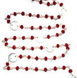 Red Coral Quartz gemstone faceted rondelle bead rosary coin chain women jewelry making necklaces, earrings, anklets, and bracelets.
