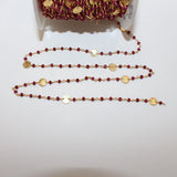 Ruby Jade natural gemstone faceted rondelle bead rosary coin chain 24k gold plated over silver, women jewelry making necklaces, earrings, anklets, and bracelets.