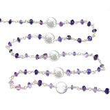Amethyst natural gemstone faceted rondelle bead rosary coin chain women jewelry making necklaces, earrings, anklets, and bracelets.