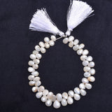 Pear Mystic White Sillimanite Beads - DIY Beading Supplies