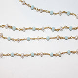 Amazonite and Freshwater Pearl Rosary Chain Jewelry