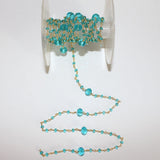 Blue Topaz gemstone faceted rondelle bead rosary chain women jewelry making necklaces, earrings, anklets, and bracelets.
