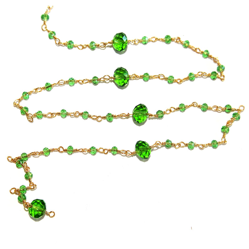 Peridot gemstone faceted rondelle bead 3-4mm rosary coin chain 24k gold plated over silver, women jewelry making necklaces, earrings, anklets, and bracelets.