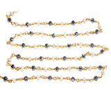 Pyrite and freshwater pearl gemstone faceted rondelle bead 3mm rosary chain 24k gold plated over silver, women jewelry making necklaces, earrings, anklets, and bracelets.