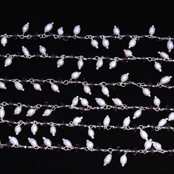 amethyst quartz gemstone bead chain silver, women jewelry making necklaces, earrings, and bracelets bead chain.