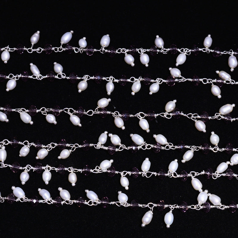 amethyst quartz gemstone bead chain silver, women jewelry making necklaces, earrings, and bracelets bead chain.