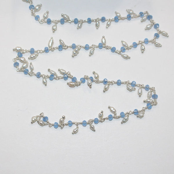 blue peruvian chalcedony mystic quartz gemstone bead chain silver, women jewelry making necklaces, earrings, and bracelets bead chain.