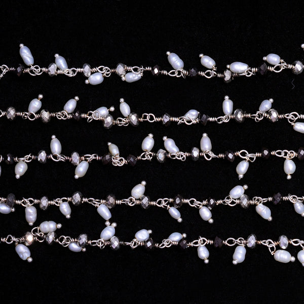 pyrite quartz gemstone bead chain silver, women jewelry making necklaces, earrings, and bracelets bead chain.