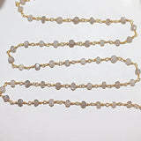 gray moonstone semi-precious gemstone beads black oxidized antique rosary chain for a necklace, earrings, anklet, and bracelet making.