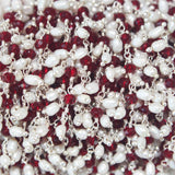 rhodolite garnet quartz gemstone bead chain silver, women jewelry making necklaces, earrings, and bracelets bead chain.
