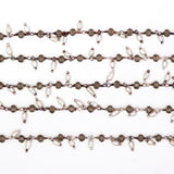 smoky quartz gemstone bead chain silver, women jewelry making necklaces, earrings, and bracelets bead chain.