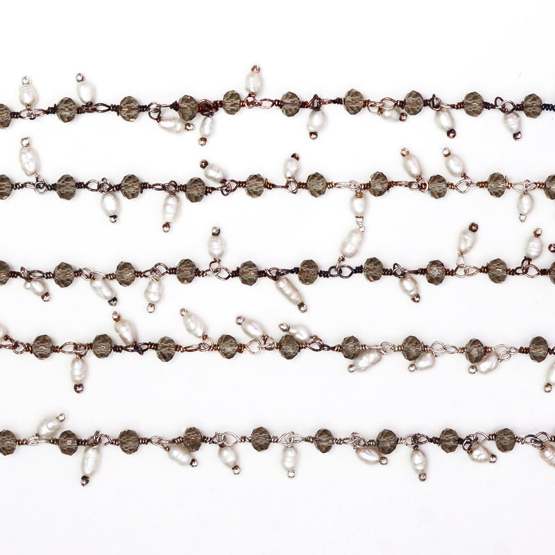 smoky quartz gemstone bead chain silver, women jewelry making necklaces, earrings, and bracelets bead chain.