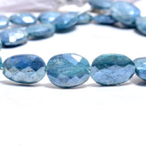 Mystic Blue Kyanite natural semi-precious gemstone bead strands, tumble-shaped 4-inch long bead strand, faceted bead size 9.5mm handmade gemstone bead strand 43 Carat, women jewelry making necklaces, earrings, and bracelets bead strands.