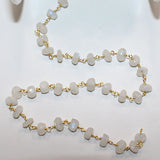 rainbow moonstone semi-precious gemstone beads black oxidized antique rosary chain for a necklace, earrings, anklet, and bracelet making.