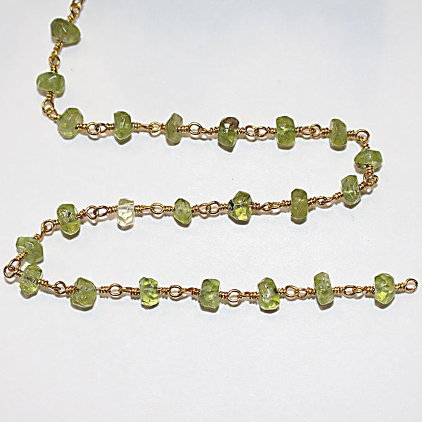 peridot semi-precious gemstone beads black oxidized antique rosary chain for a necklace, earrings, anklet, and bracelet making.
