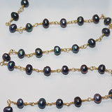 purple freshwater pearl semi-precious gemstone beads black oxidized antique rosary chain for a necklace, earrings, anklet, and bracelet making.
