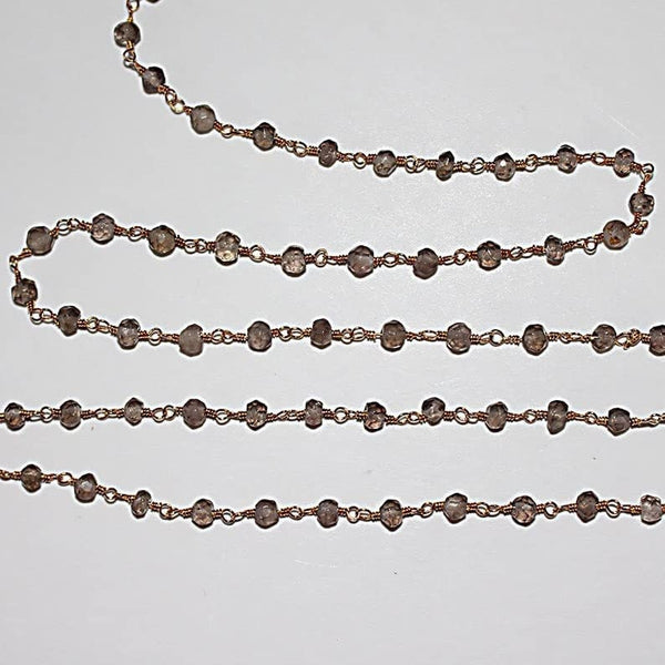 smoky semi-precious gemstone beads black oxidized antique rosary chain for a necklace, earrings, anklet, and bracelet making.